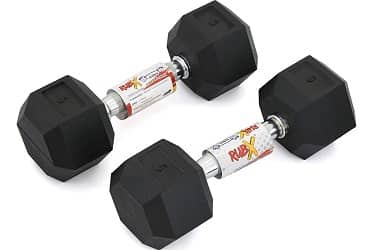 RUBX Rubber Coated Professional Exercise Hex Dumbbells